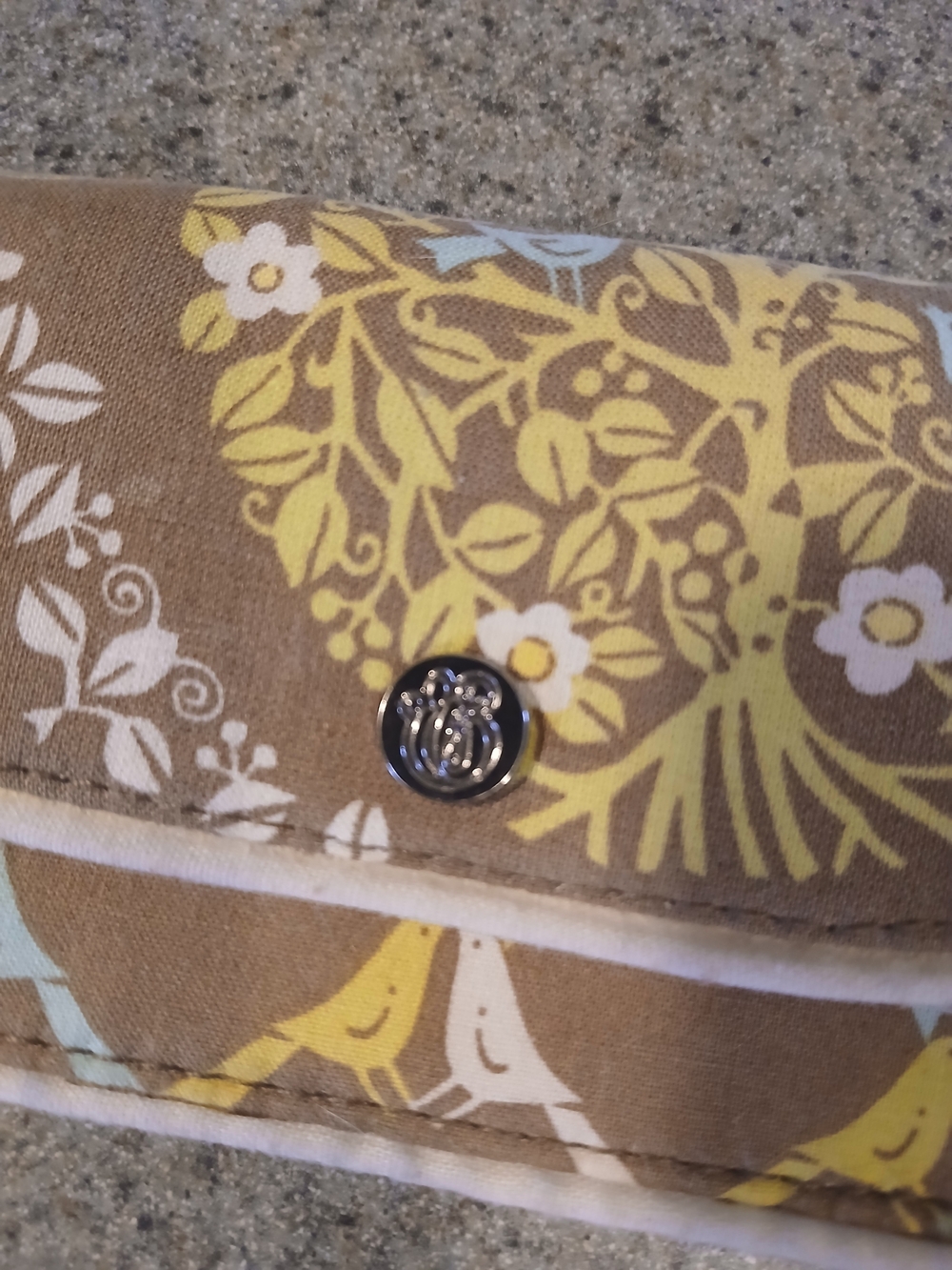 Vera Bradley Canvas Bird-Print Wallet in Brown and Yellow - Picture 6 of 10